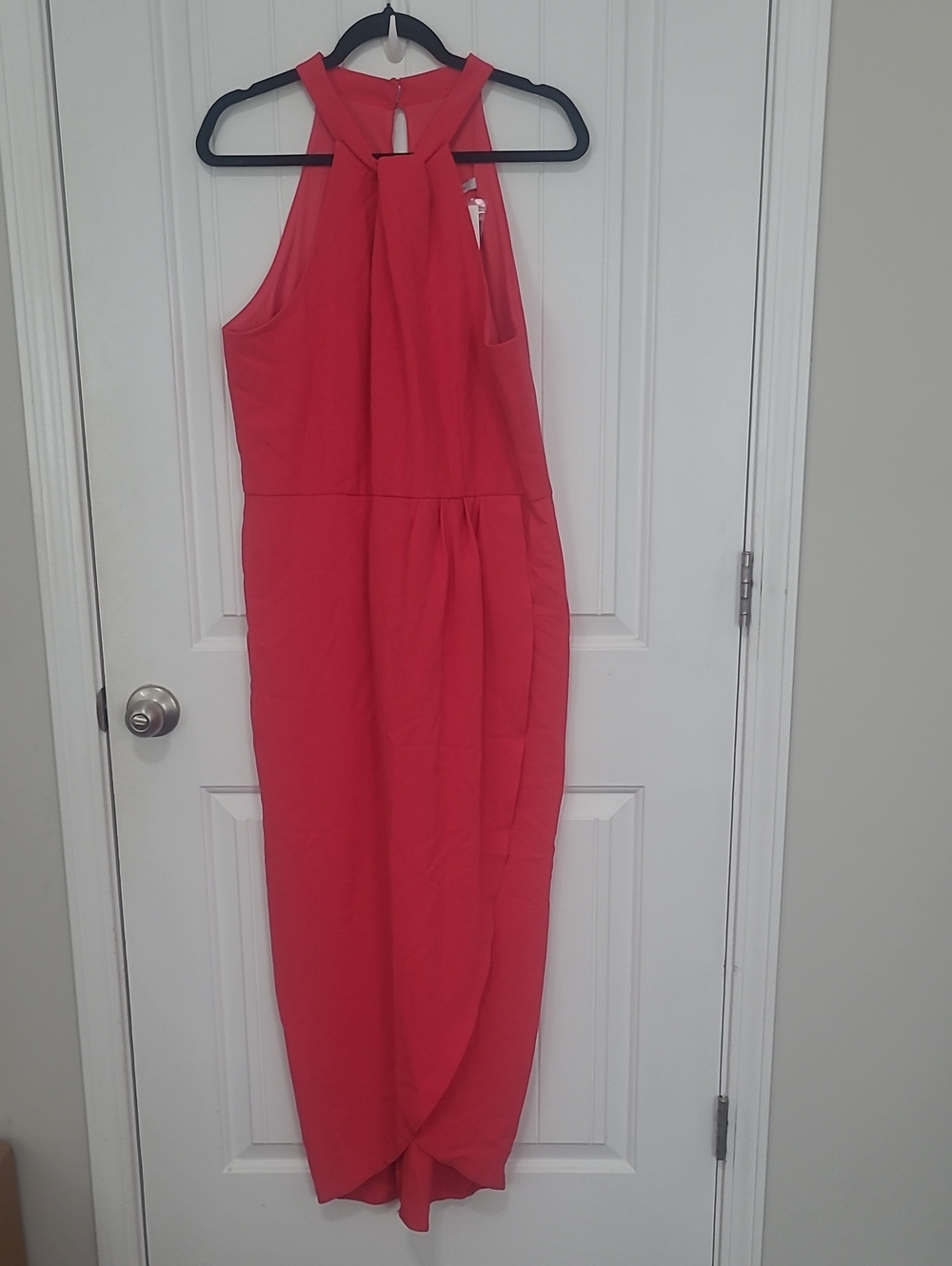 Hot Pink Halter Maxi Dress - Sleek Women’s Evening Dress